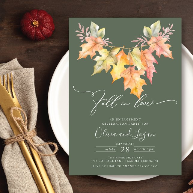 Invitation Tomber dans l'amour Automne Quitte la partie d'eng (Créateur téléchargé)