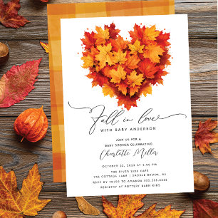 Invitation Tomber dans l'amour avec le Baby shower du coeur d