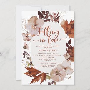Invitation Tomber dans l'amour baby shower citrouille