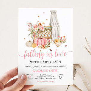 Invitation Tomber dans l'amour Baby shower Citrouille rose