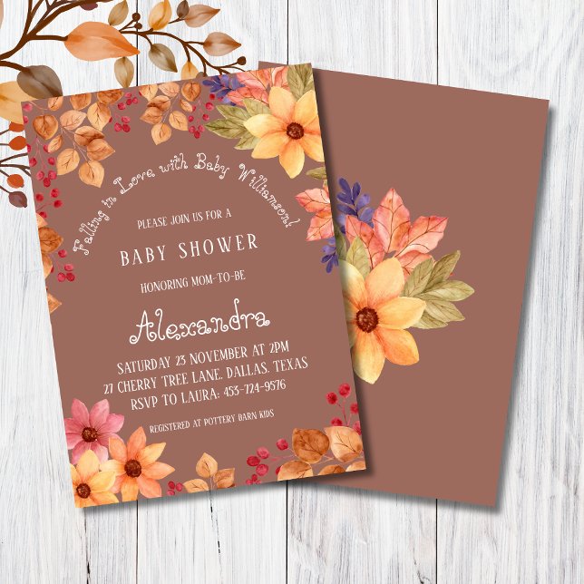 Invitation Tomber dans l'amour Baby shower d'automne (Créateur téléchargé)