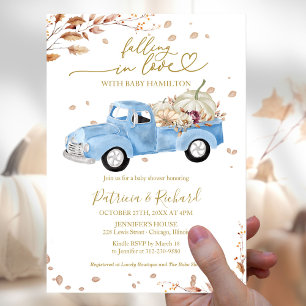 Invitation Tomber dans l'amour Baby shower de camion rose