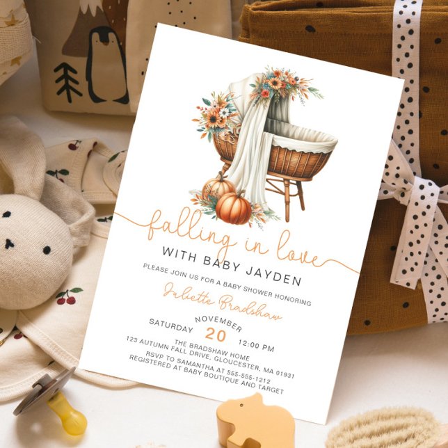 Invitation Tomber Dans L'Amour Baby shower Floral Automne (Créateur téléchargé)