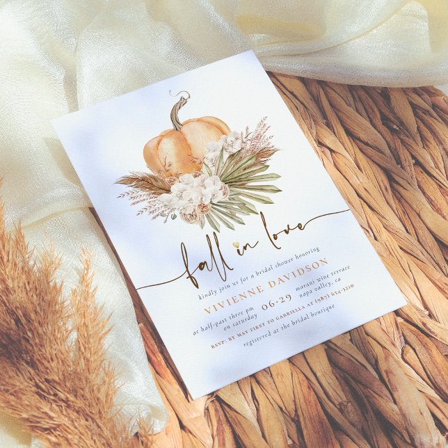 Invitation Tomber dans l'amour | Boho Pampas & Fête des marié (Créateur téléchargé)