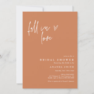 Invitation Tomber dans l'amour brûlé orange minimaliste Fête