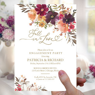 Invitation Tomber dans l'amour Burgundy Floral Engagement Par