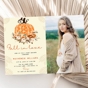Invitation Tomber dans l'amour citrouille Automne Baby shower