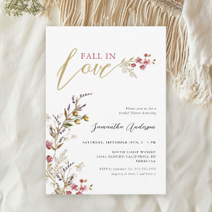 Invitation Tomber dans l'amour Fête des mariées Fleur sauvage