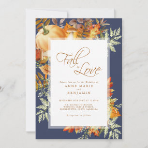 Invitation Tomber dans l'amour Mariage bleu rustique