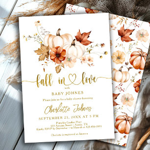 Invitation Tomber dans l'amour rouille Citrouille Baby shower