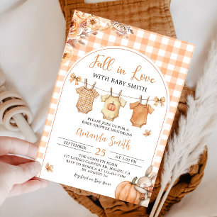 Invitation Tomber dans l'amour Rustique Baby shower Citrouill