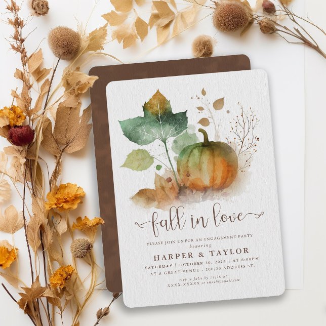 Invitation Tomber dans l'amour Rustique Citrouille engagement (Fall in love with our rustic fall celebration collection. )