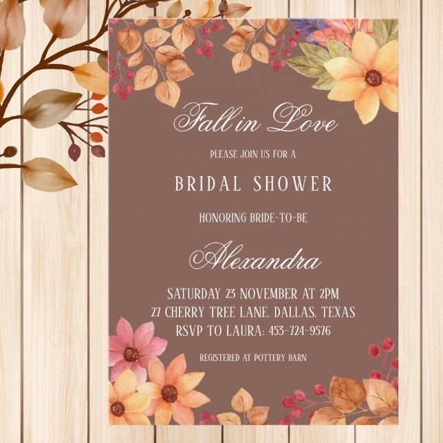 Invitation Tomber dans l'amour Rustique Mocha Fête des mariée (Créateur téléchargé)