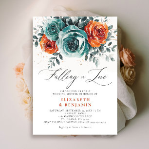 Invitation Tomber dans l'amour Turquoise Orange Mariage Fête 