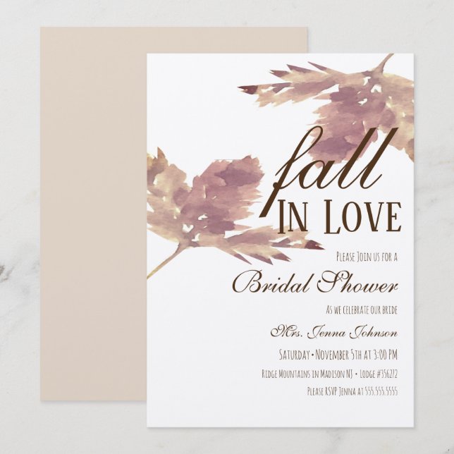 Invitation Tomber en amour avec une douche de mariage rustiqu (Devant / Derrière)