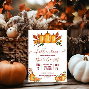 Invitation Tombez amoureux, citrouille orange, douche de mari