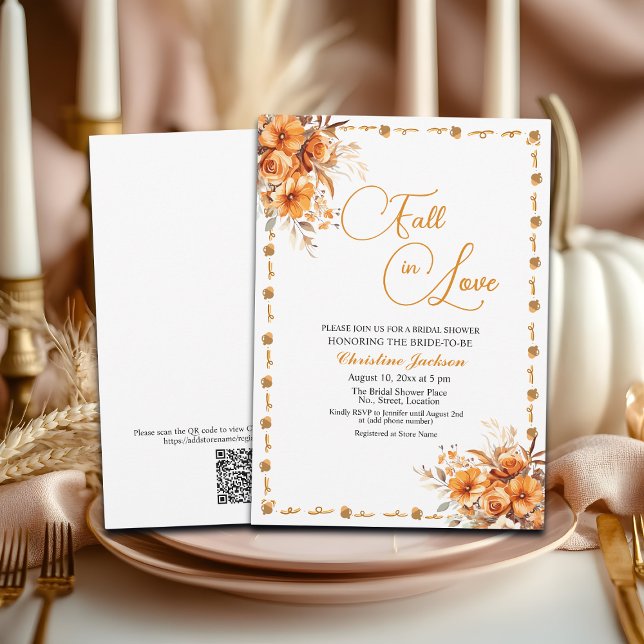 Invitation Tombez amoureux, code QR floral de Baby Shower de  (Créateur téléchargé)