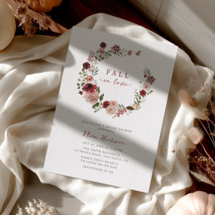 Invitation Tombez Amoureux Couronne Florale de Mariage