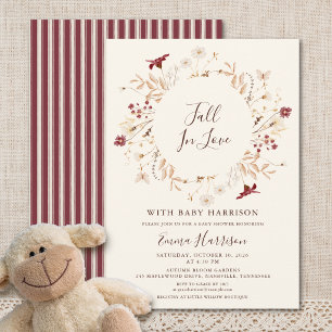 Invitation Tombez Amoureux de Bébé Shower Rustique Fleur Sauv