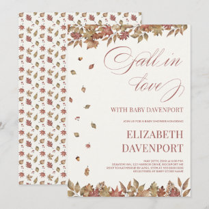 Invitation Tombez amoureux de la baby shower du feuillage d'a
