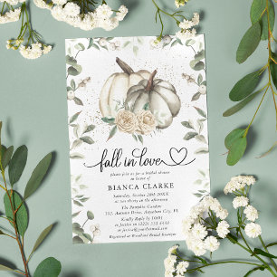 Invitation Tombez amoureux de la citrouille blanche verdure B