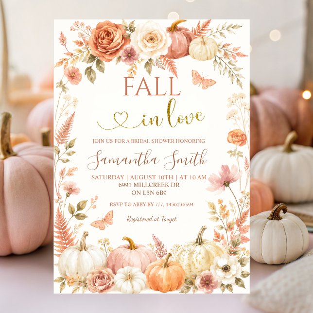 Invitation Tombez amoureux de la douche de mariée florale boh (Créateur téléchargé)