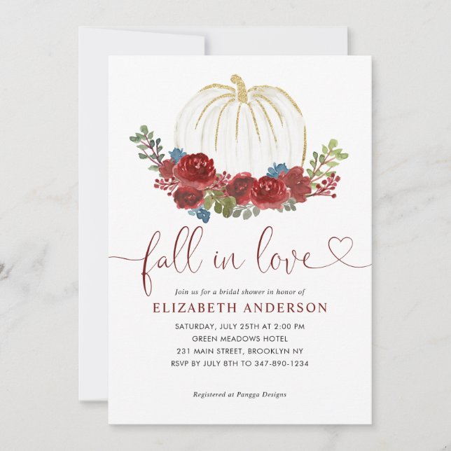 Invitation Tombez amoureux de la douche de mariée florale de  (Devant)