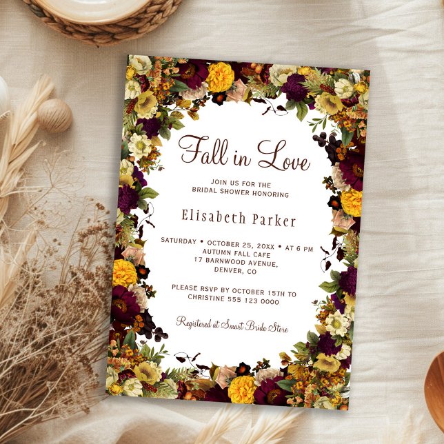 Invitation Tombez amoureux de la douche nuptiale florale auto (Créateur téléchargé)