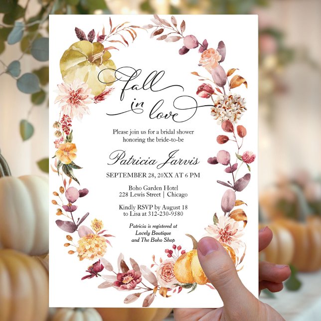 Invitation Tombez amoureux des feuilles d'automne et citrouil (Créateur téléchargé)