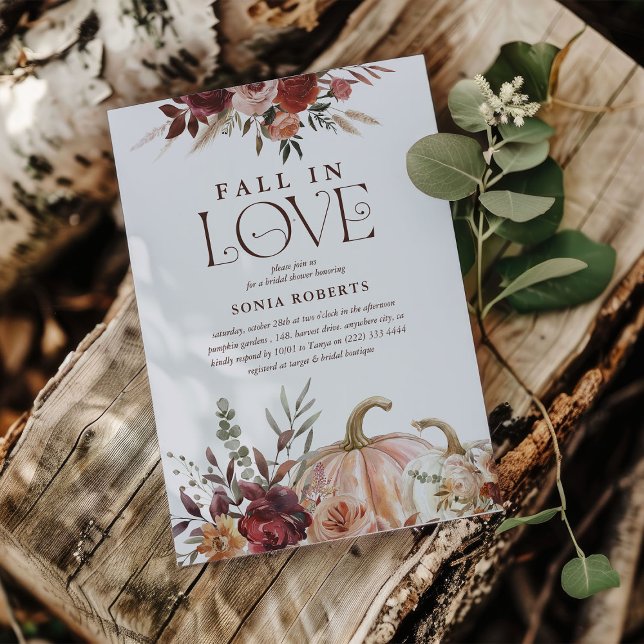 Invitation 'Tombez amoureux' Fleurs d'automne Fête de mariage (Créateur téléchargé)