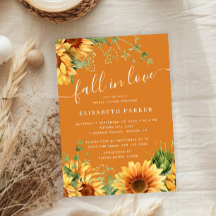 Invitation Tombez amoureux floral orange brûlé Baby Shower