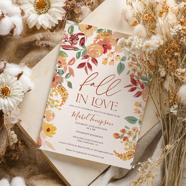 Invitation Tombez Amoureux Floral Rustique Fête de Mariage (Fall In Love Floral Rustic Earth Bridal Shower Invitation)