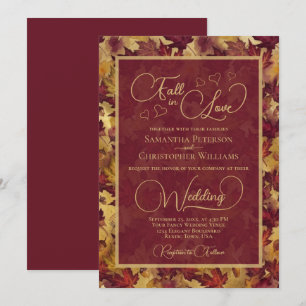 Invitation Tombez amoureux Mariage Feuilles d'automne Bourgog