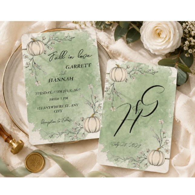 Invitation Tombez amoureux Mariage Rustique Vert Automne Citr (Créateur téléchargé)