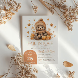 Invitation Tombez Amoureux Ourson Citrouille Baby Shower