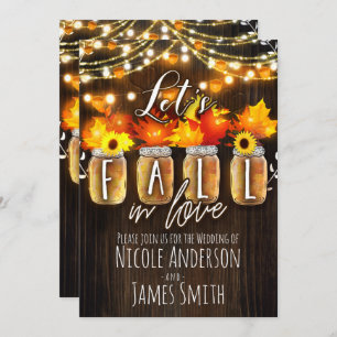 Invitation Tombons amoureux Automne Feuilles et lumières Mari