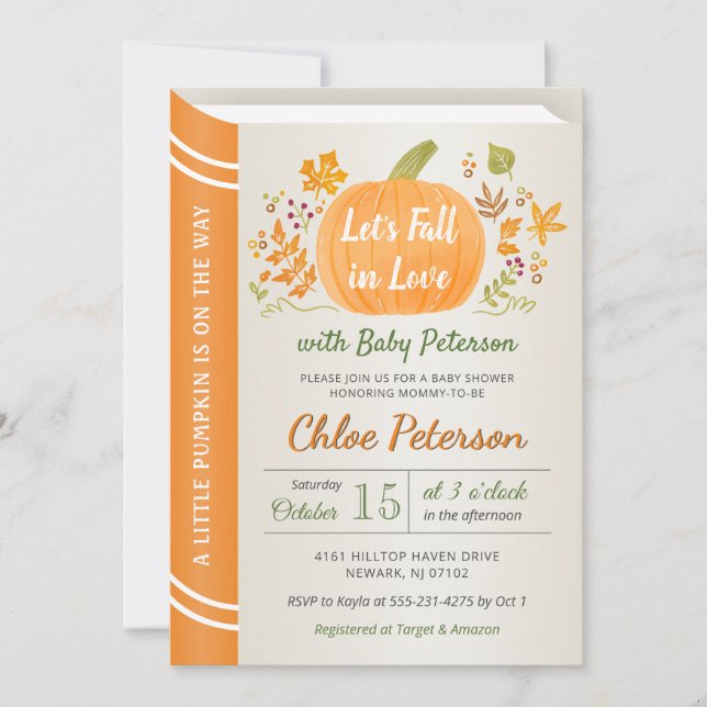 Invitation Tombons dans l'amour Baby shower d'automne saupoud (Devant)