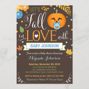 Invitation Tombons dans l'amour, Citrouille Baby shower Invit