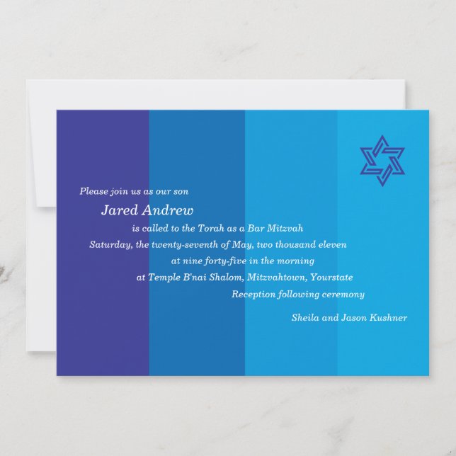 Invitation Tonal Blue Bar Mitzvah (Devant)