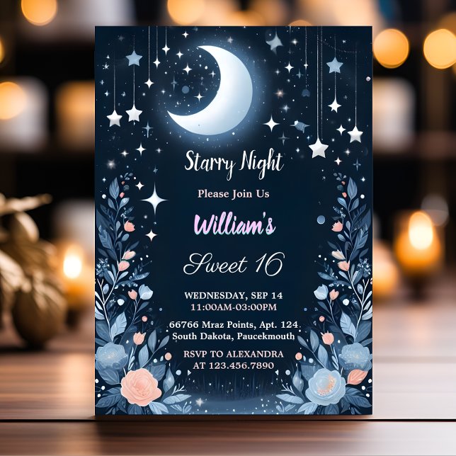Invitation Tone Nature Galaxy Mystique Starry Night Sweet 16 (Créateur téléchargé)