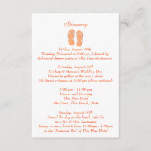 Invitation Tongs de plage amusants orange Intinerary de maria