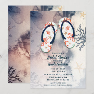 Invitation Tongs de plage tropicaux en corail pour enterremen