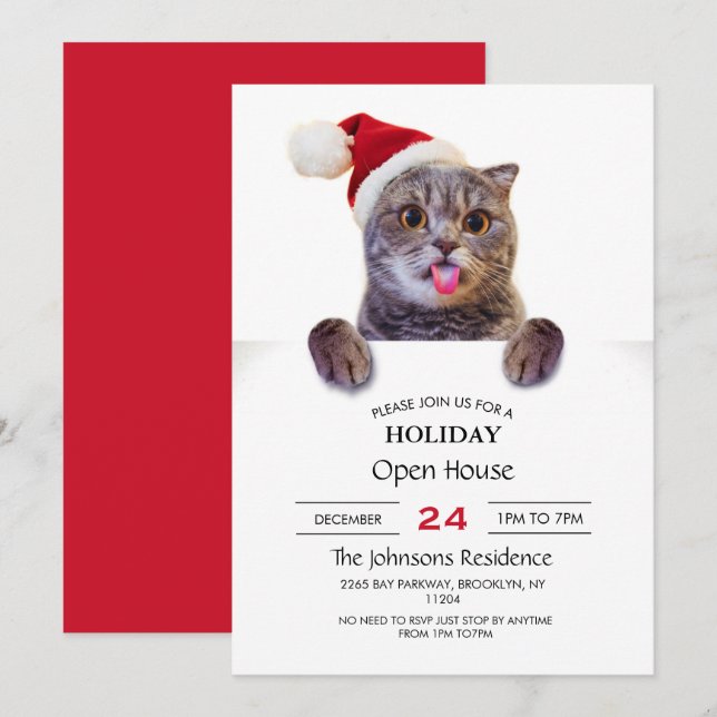 Invitation Tongue de Cat Christmas (Devant / Derrière)