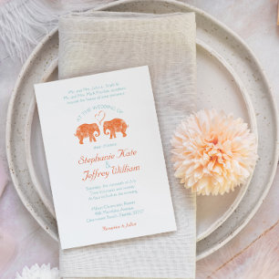 Invitation TONNES D'AMOUR / Elephant Couple Coeur Mariage Inv