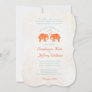 Invitation TONNES D'AMOUR / Elephant Couple Coeur Mariage Inv