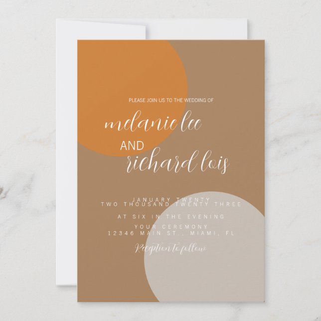 Invitation Tons de Terre Mariage circulaire naturel (Devant)