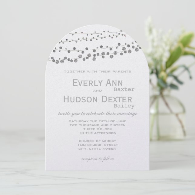 Invitation Tons gris modernes Mariage Garland (Debout devant)