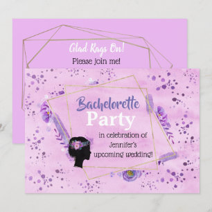 Invitation Tons Lilac Silhouette Tête Du Parti Bachelorette