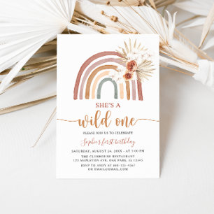 Invitation Tons Muets Boho Arc-en-ciel Pampas Grass Wild Un 1