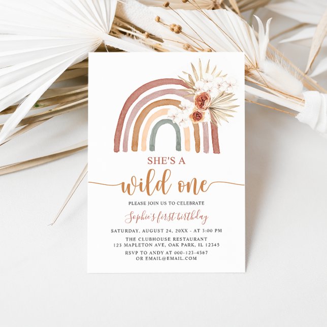 Invitation Tons Muets Boho Arc-en-ciel Pampas Grass Wild Un 1 (Créateur téléchargé)